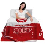 custom wisconsin badgers paint strokes red white blanket best selling