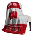 custom wisconsin badgers paint strokes red white blanket best selling