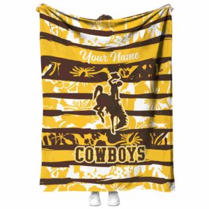 custom wyoming cowboys floral stripes brown white blanket best selling