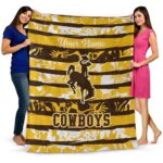 custom wyoming cowboys floral stripes brown white blanket best selling