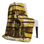custom wyoming cowboys floral stripes brown white blanket best selling