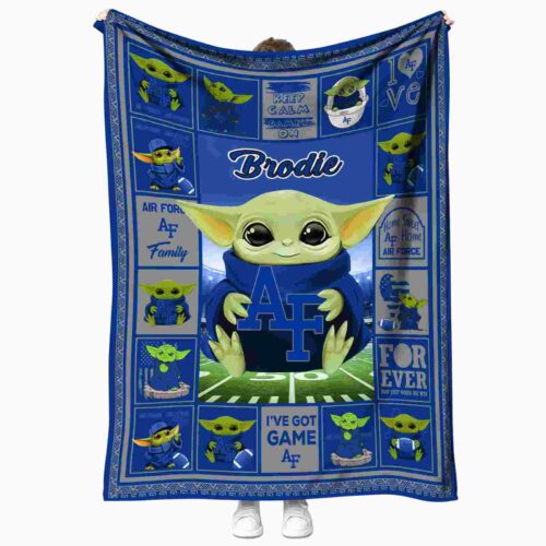 customized air force falcons baby yoda blue blanket best selling
