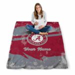 customized alabama crimson tide grunge streaks crimson blanket high quality