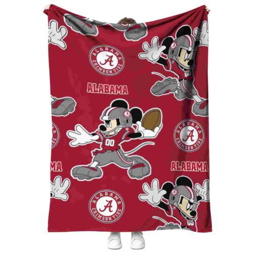 customized alabama crimson tide mickey crimson blanket best selling