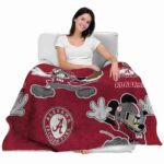 customized alabama crimson tide mickey crimson blanket best selling