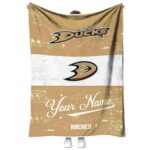 Customized Anaheim Ducks Grunge Texture Gold White Blanket 1 customized anaheim ducks grunge texture gold white blanket best selling