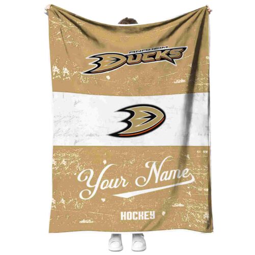 customized anaheim ducks grunge texture gold white blanket best selling
