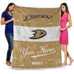 customized anaheim ducks grunge texture gold white blanket best selling