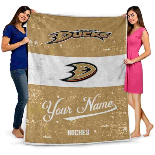 customized anaheim ducks grunge texture gold white blanket fashion forward