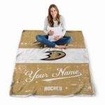 customized anaheim ducks grunge texture gold white blanket best selling