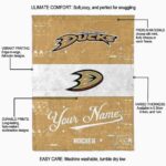 customized anaheim ducks grunge texture gold white blanket best selling