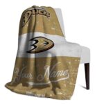 customized anaheim ducks grunge texture gold white blanket best selling