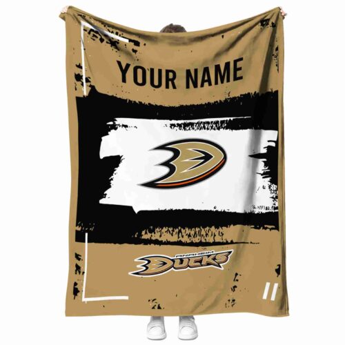 customized anaheim ducks paint strokes gold white blanket best selling