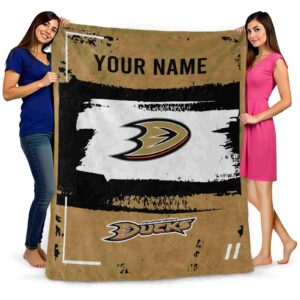 customized anaheim ducks paint strokes gold white blanket fashion forward