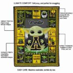 customized appalachian state mountaineers baby yoda black blanket best selling