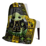 customized appalachian state mountaineers baby yoda black blanket best selling