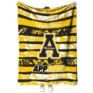 customized appalachian state mountaineers floral stripes black white blanket best selling