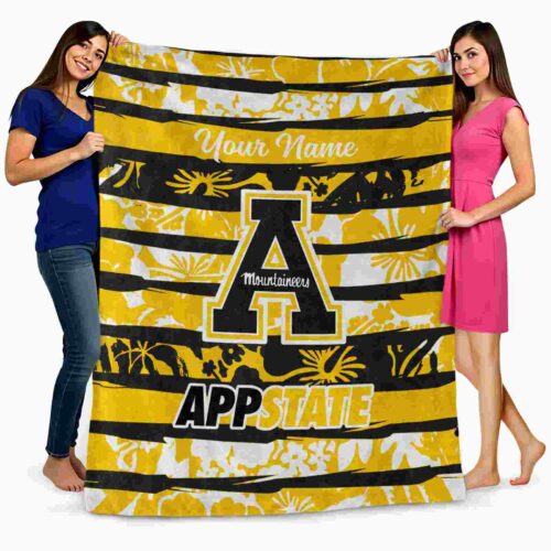 customized appalachian state mountaineers floral stripes black white blanket fashion forward