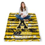customized appalachian state mountaineers floral stripes black white blanket best selling