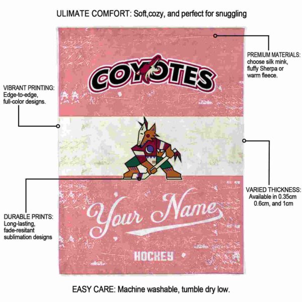 customized arizona coyotes grunge texture red white blanket new arrival