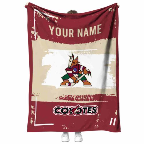 customized arizona coyotes paint strokes red white blanket best selling