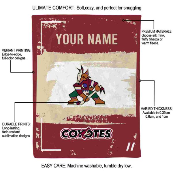 customized arizona coyotes paint strokes red white blanket new arrival