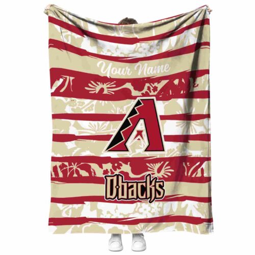 customized arizona diamondbacks floral stripes red white blanket best selling