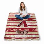 customized arizona diamondbacks floral stripes red white blanket best selling