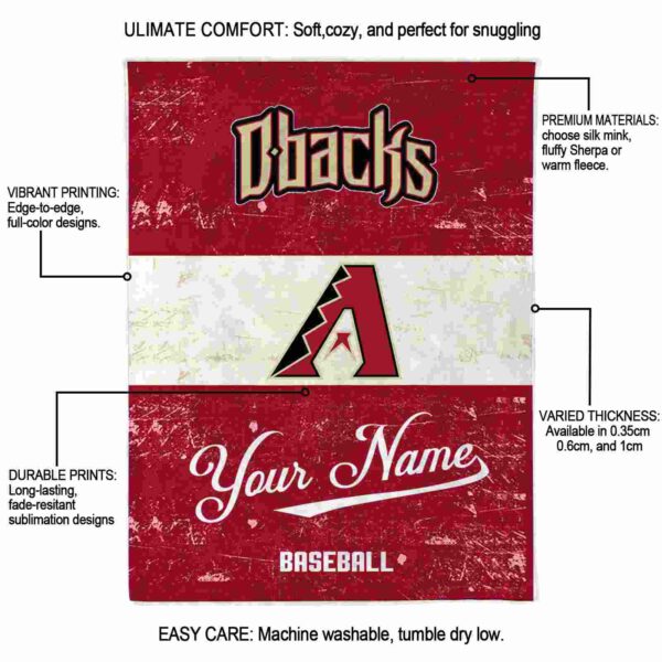customized arizona diamondbacks grunge texture red white blanket new arrival