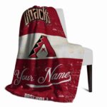 customized arizona diamondbacks grunge texture red white blanket top rated