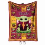 customized arizona state sun devils baby yoda maroon blanket best selling
