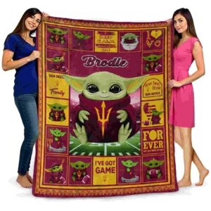 customized arizona state sun devils baby yoda maroon blanket fashion forward