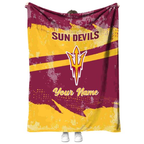 customized arizona state sun devils grunge streaks maroon blanket best selling