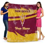 customized arizona state sun devils grunge streaks maroon blanket best selling