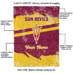 customized arizona state sun devils grunge streaks maroon blanket best selling