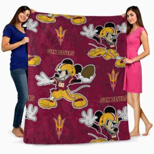 customized arizona state sun devils mickey maroon blanket fashion forward