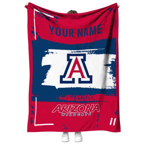 customized arizona wildcats paint strokes red white blanket best selling