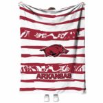 customized arkansas razorbacks floral stripes red white blanket best selling