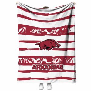 customized arkansas razorbacks floral stripes red white blanket best selling