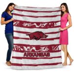customized arkansas razorbacks floral stripes red white blanket best selling