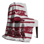 customized arkansas razorbacks floral stripes red white blanket best selling
