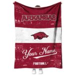 customized arkansas razorbacks grunge texture red white blanket best selling