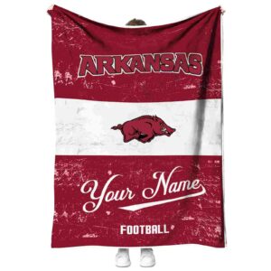customized arkansas razorbacks grunge texture red white blanket best selling