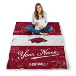 customized arkansas razorbacks grunge texture red white blanket high quality