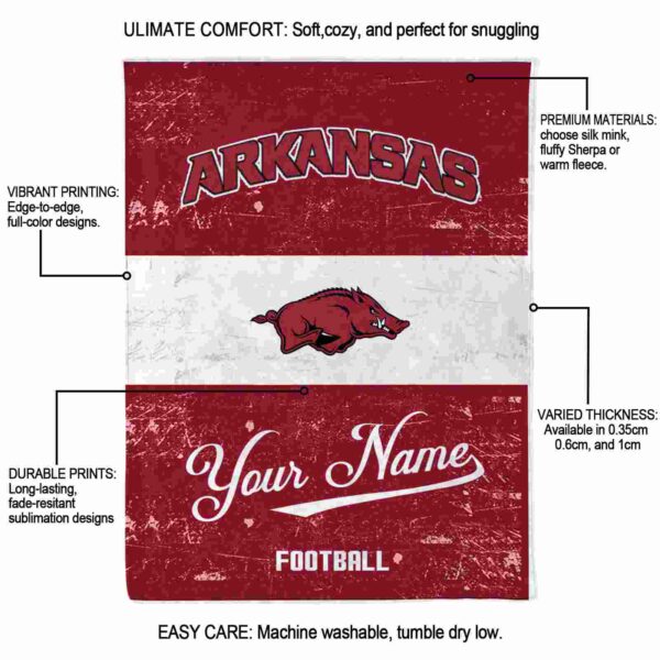 customized arkansas razorbacks grunge texture red white blanket new arrival