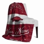 customized arkansas razorbacks grunge texture red white blanket top rated