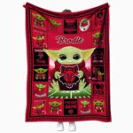 customized arkansas state red wolves baby yoda scarlet blanket best selling