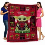 customized arkansas state red wolves baby yoda scarlet blanket best selling