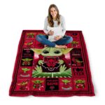 customized arkansas state red wolves baby yoda scarlet blanket best selling