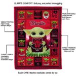 customized arkansas state red wolves baby yoda scarlet blanket best selling